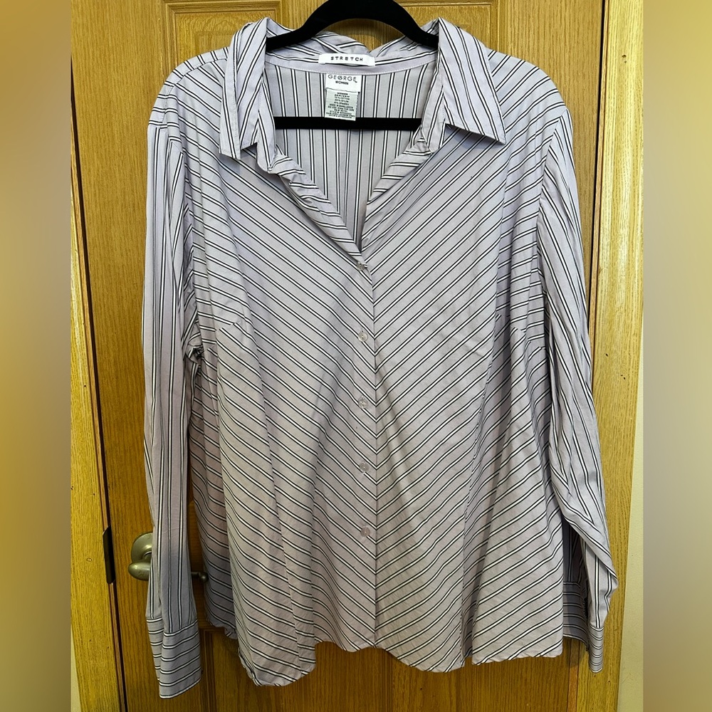 George Women's Lilac Striped Button Down Shirt Sz 22/24